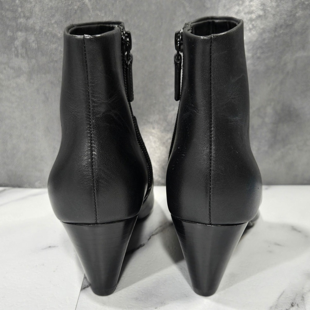 Cole Haan Eneida Ankle Boots Womens 5.5B Black Leather Wedge Pointed Toe Zip - Picture 9 of 11